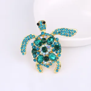 Crystal rhinestone turtle brooch fashion animal lapel pin elegant clothing accessories