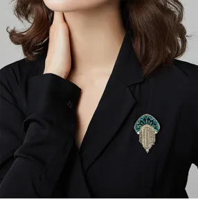 Elegante groene kristallen kwast broche vintage kraag pin mode accessoire voor dames