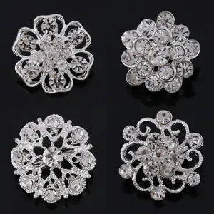 Retro Alloy Rhinestone Floral Brooch Pin Elegant Crystal Flower Suit Corsage Accessories Jewelry Gift For Women