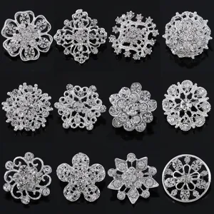 Assorted rhinestone alloy brooch pins sparkling crystal flower lapel decorative accessories