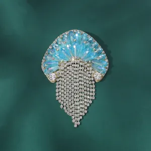 Strass kwast kwal broche elegante blauwe kristal reversspeld kleding accessoire