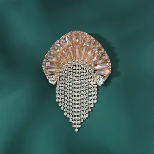 Elegante strass kwast kwal broche legering mode kleding accessoire speld sieraden