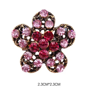 Vintage rhinestone flower brooch alloy small pin elegant crystal corsage jewelry gift