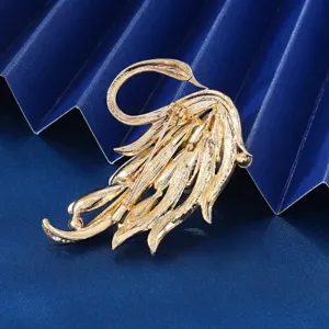 Goldene Kristall Schwan Brosche Detailansicht, Premium Legierung mit Strasssteinen.