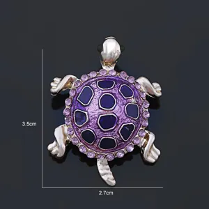 Crystal Rhinestone Turtle Brooch Elegant Animal Lapel Pin Fashion Jewelry Dress Accessory