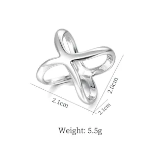 Silberfarbener Legierungs-Kreuz-Schalring minimalistische X-Schnalle Mode Accessoire