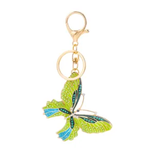 Metal Butterfly Keychain Enamel Rhinestone Key Chain Insect Bag Pendant Fashion Key Ring Jewelry Gift For Women