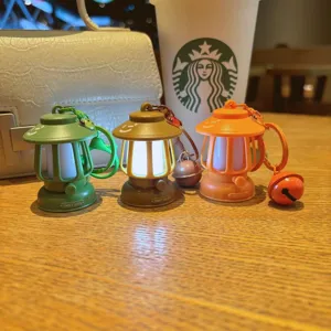 Mini camping lantern keychain luminous oil lamp cute bag charm lovely accessory gifts