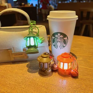 Mini LED lantern keychain, cute vintage night light bag pendant for keys and accessories.