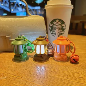 Mini LED lantern keychain, creative glowing oil lamp bag pendant and cute accessory gift.