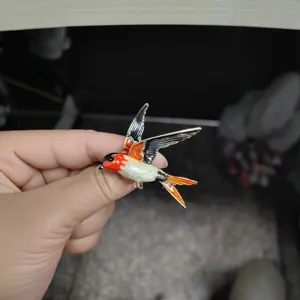 Vintage Emaillierte Vogel Brosche Nadel, elegante Mode Kostüm Schmuck Accessoire Damen.