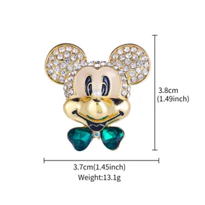 Καρφίτσα κρυστάλλινη Mickey Mouse χρυσού χρώματος στρασάτη κόσμημα μόδας στυλ!