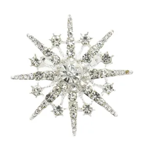 Elegant eight-pointed star rhinestone brooch crystal corsage pin for women apparel decoration.