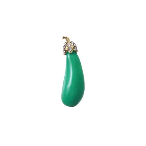 Green eggplant brooch enamel rhinestone metal pin chic clothing accessory hat decoration