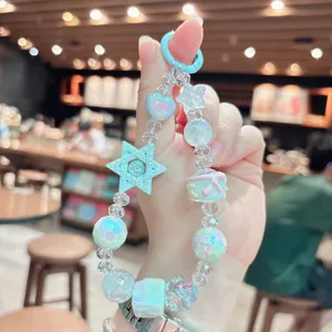 Acrylic star beaded keychain and bag charm cute pastel accessory for keys and backpacks