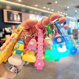 Bunter LED Rakete Schlüsselanhänger Nachtlicht, süßer Silikon Tasche Anhänger Geschenk.