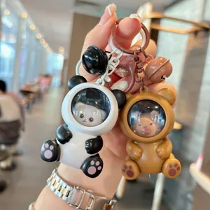 Schattige panda en beer capsule sleutelhanger tas hanger, dierlijke accessoires.