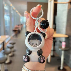 Leuke panda astronaut sleutelhanger voor rugzak hanger met kleine bel mooi cadeau