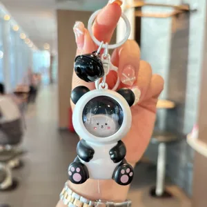 Schattige panda astronaut sleutelhanger nachtlampje tas hanger creatief cadeau kids.