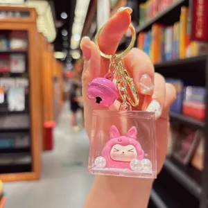 Bellissimo portachiavi sabbia mobile acrilico con ciondolo kiki rosa per borsa regalo