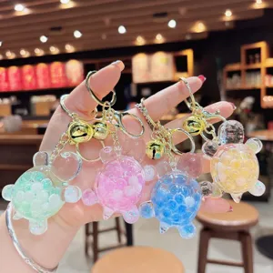 Delizioso portachiavi tartaruga luminoso riempito di liquido grazioso accessorio