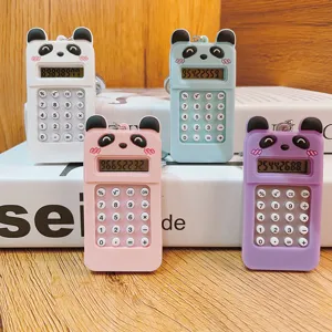 Cute cartoon panda electronic calculator keychain portable schoolbag student cute gift item