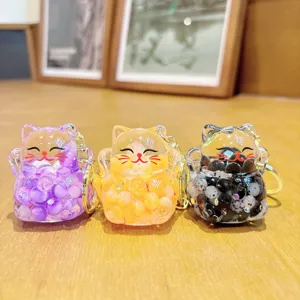 Süßer Treibsand Öl Acryl Perlen Winkekatze Schlüsselanhänger kreativer Taschenanhänger