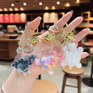 Carino portachiavi tartaruga con glitter liquidi ciondolo borsa creativo regalo donna