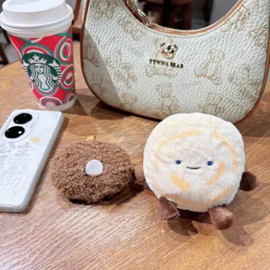 Cute cartoon plush food toy doll soft bread pancake pendant keychain bag accessory