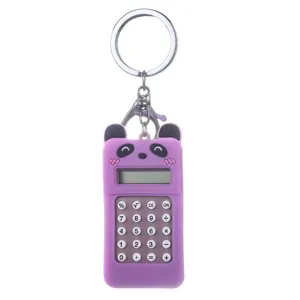 Cute cartoon panda keychain portable mini electronic calculator school bag pendant