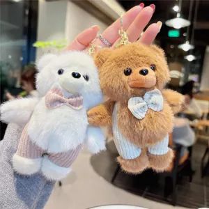 Cute plush bear keychain fluffy cartoon animal doll bag pendant cute fluffy toy gift accessories
