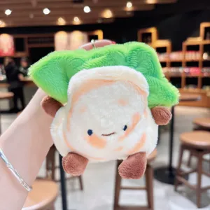 Cute cartoon plush keychain stuffed food bag pendant cute kawaii soft toy accessory.