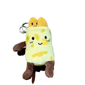 Cute plush food keychain cartoon bread doll bag pendant soft toy keyring accessory