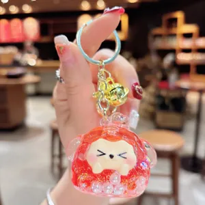 Cute liquid quicksand glitter dumpling keychain bag pendant adorable toy accessory charm for keys
