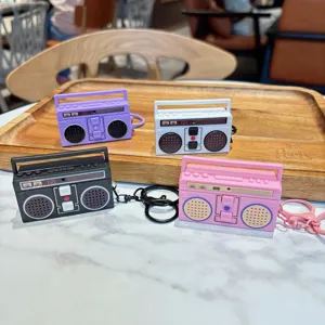 Ρετρό boombox σιλικόνης μπρελόκ χαριτωμένο μίνι πρόγραμμα αναπαραγωγής μουσικής λεπτομερής προβολή