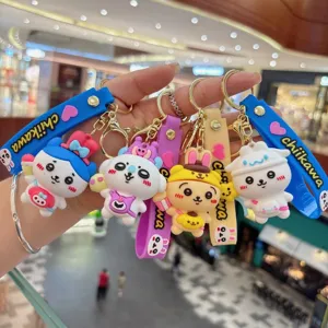 Schattige Chiikawa Sanrio transformatie PVC sleutelhanger tas hanger detail opname nu.