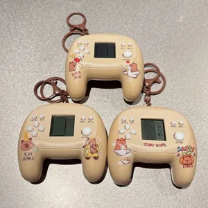 Cute capybara electronic game console keychain cute stress relief toy bag pendant gift