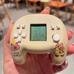 Cute capybara handheld game console keychain mini stress relief toy bag pendant gift.