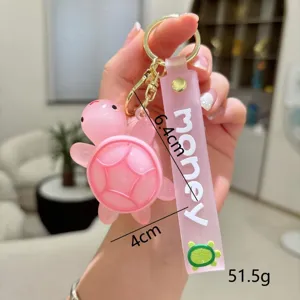 Lindo llavero de tortuga rosa de PVC, colgante de bolso y regalo elegante y moderno.
