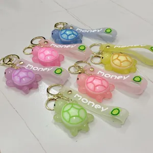 Lindo tortuga de dibujos animados PVC llavero bolso amuleto colgante correa colorida