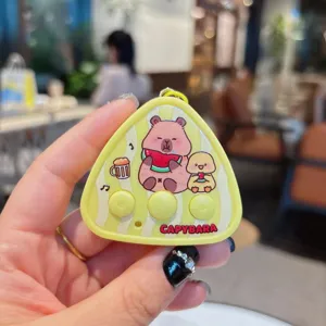 Cute capybara electronic recorder keychain triangular animal pendant for school bag gift