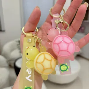 Lindo llavero de tortuga de PVC estilo dibujos animados, colgante de bolso regalo.