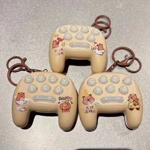 Cute capybara game console keychain decompression fidget toy bag pendant gift accessory