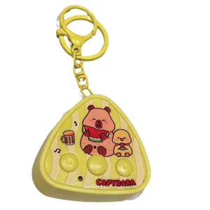 Cute yellow Capybara recorder keychain cartoon animal pendant student school bag ornament gift