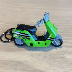Creative Q-version motorcycle metal keychain, mini scooter pendant backpack accessory gift.