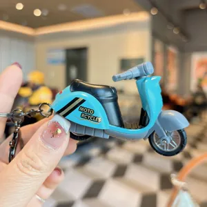 Scooter keychain metal miniature toy model cute blue backpack pendant accessory for keys