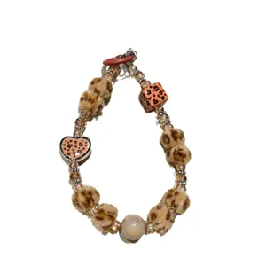Correa para teléfono de cuentas de leopardo llavero pompón lindo accesorio decorativo