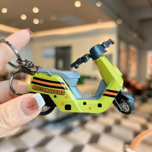 Cute mini motorcycle keychain alloy scooter toy bag pendant keyring gift for friends and kids