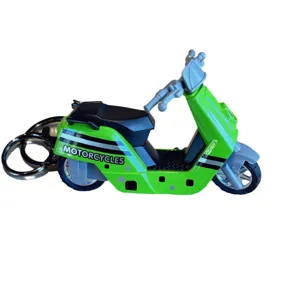 Green scooter motorcycle keyring cute vehicle keychain metal toy bag charm accessory for gifts