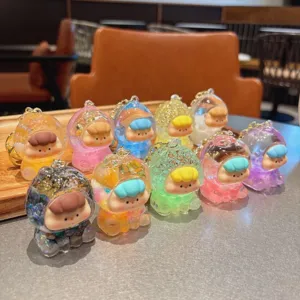 Cute liquid quicksand fruit doll keychain bag pendant cute blind box toy decor